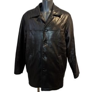 Danier Black Leather Button-Front Jacket